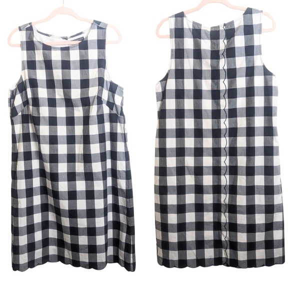 Adrianna Papell Popover Checkered Dress Scalloped Hem and Back Detail Women's 12 - Picture 1 of 10